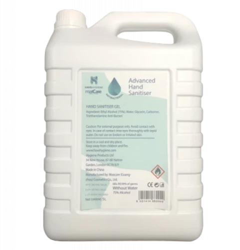 Hand sanitiser gel with moisturiser 75% alcohol 5 Litre